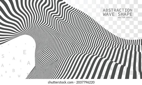 Vektorwelle. Abstraktion auf transparentem Hintergrund. Muster mit optischer Illusion. 3D-Vektorgrafik.