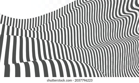 Vector wave. Abstraction on a transparent background. Pattern with optical illusion. 3d vector illustration.