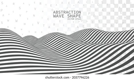 Ola vectorial. Abstracción sobre un trasfondo transparente. Patrón con ilusión óptica. Ilustración vectorial 3d.