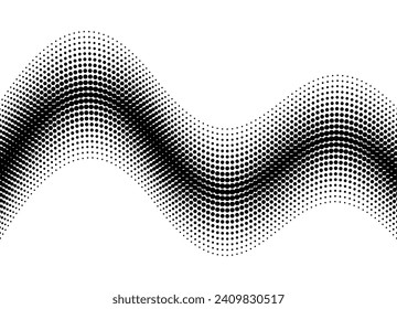 Vector wave of black dots on a white background. Modern vector background. Halftone pattern
