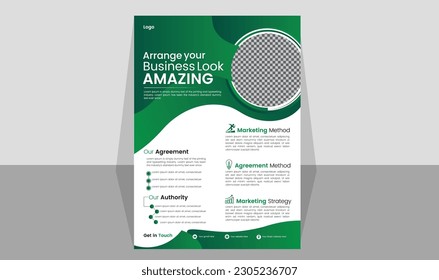 Vector wave blue modern clean business and corporate flyer template. Corporate business flyer, modern digital marketing agency flyer template premium vector.