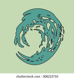 Vector wave circle isolated background colored