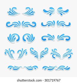 Vector wave curly shapes icons set.