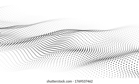 Ola vectorial de partículas oscuras sobre fondo blanco. Patrón para presentaciones. Ilustración del vector