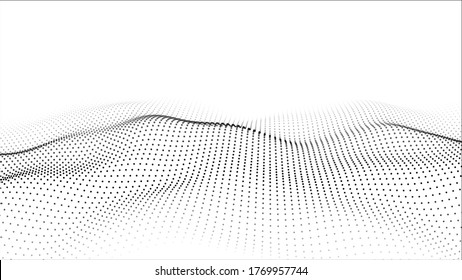 Vector Wave Of Dark Particles On White Background. Pattern For Presentations. Vector Illustration