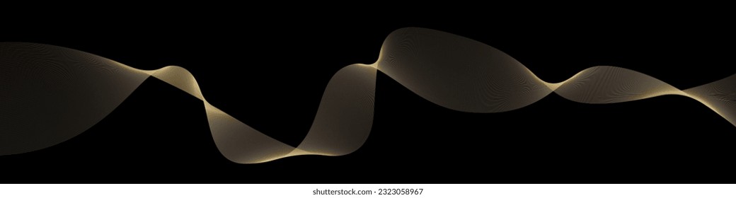 Vector wave dynamic gold lines. Smooth curve Gold gradient color on black background. Luxury background for your design. Vector EPS 10