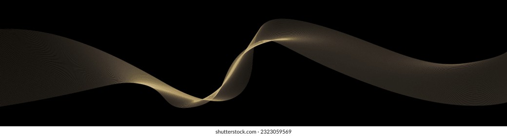 Vector wave dynamic gold lines. Smooth curve Gold gradient color on black background. Luxury background for your design. Vector EPS 10