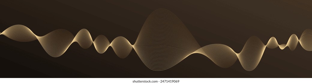 Vector wave dynamic lines. Golden abstract lines. Waves on dark background for your design. Vector EPS 10