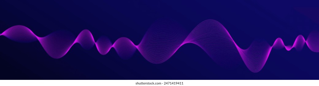 Líneas de música dinámica de onda de Vector. Líneas abstractas de rosa violeta. Ondas de sonido sobre fondo oscuro para su diseño. Vector EPS 10