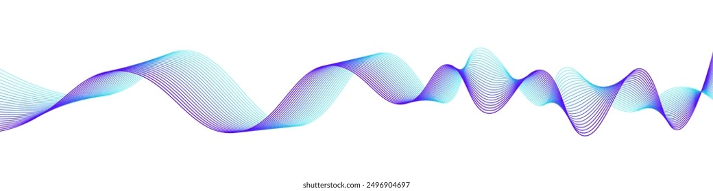 Vector wave dynamic music lines. Blue-violet abstract lines. Sound waves on transparent background for your design