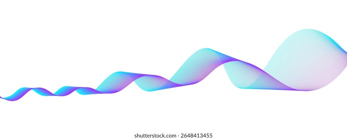 Vector wave dynamic music lines. Blue-violet abstract lines. Sound waves on transparent background for your design. PNG image