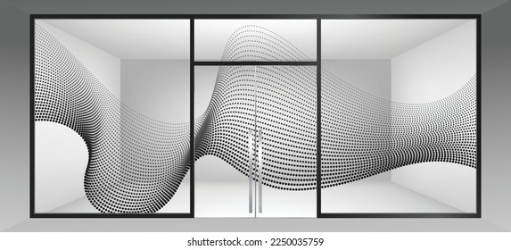 vector wave of flowing particles, curvy lines of dots in motion. Wave line art, Curved smooth design.