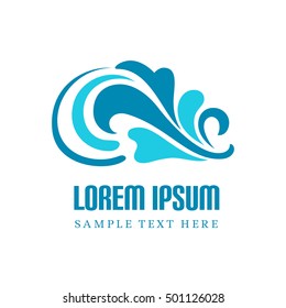 Vector wave icon, decorative curly shape on white, abstract logo design 