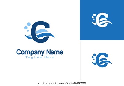 Vector un icono de onda e inspiración del logotipo de la letra C