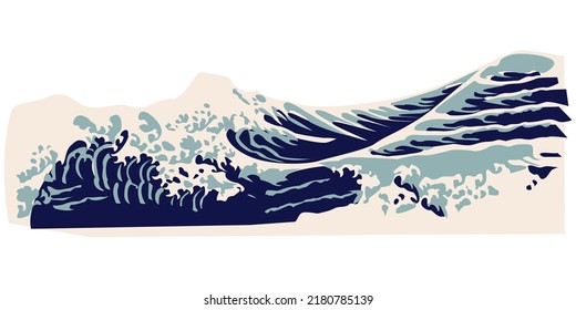 Vector wave image - stylized traditional japanese poster