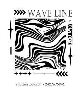 línea de onda vectorial en blanco y negro