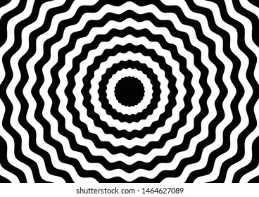 vector of wave line circle black and white optical illusion