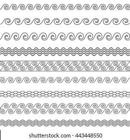 Vector Wave Line Pattern Borders Set