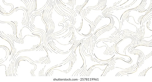 Vector wave line pattern, wood texture, luxury elegant japanese style illustration. Swirl art background, sea, ocean template