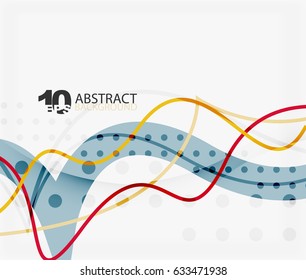 Vector wave lines abstract background, colorful modern geometric template