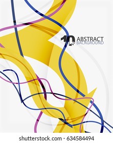 Vector wave lines abstract background, colorful modern geometric template