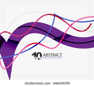 Vector wave lines abstract background, colorful modern geometric template