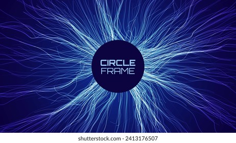 Vector Wave Lines Dynamic Flowing from Center. Neural Network Smooth Lines Background. Abstract Circle Frame. Digital Neuron. Vector Illustration.