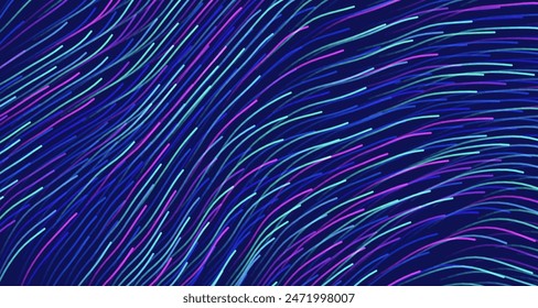 Vector Wave Lines Dynamic Flowing. Smooth Organic Lines Motion Background. Neural Network Artificial Intelligence Background. Machine Learning Network. Abstract Technology Vector Illustration.