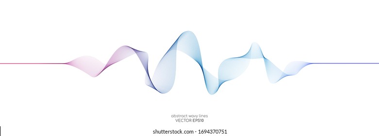 Vector Wave Lines Flowing Dynamic Colorful Blue Pink Isolated On White Background For Concept Of AI Technology, Digital, Communication, Science, Music