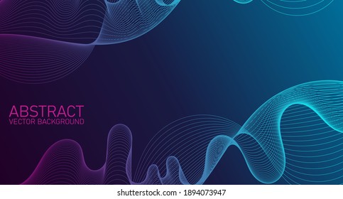 Vector wave lines flowing dynamic colorful for concept of technology, digital, science, music. Abstract colorful lines vector background. Stylish color background illustration
