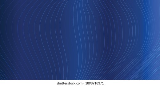 Vector wave lines flowing dynamic in blue navy colors isolated on black background for concept of AI technology, digital, communication, science, music