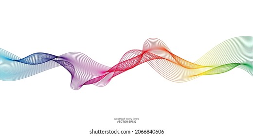 Vector wave lines flowing dynamic in colorful isolated on white background for concept of AI technology, digital, communication, science, music