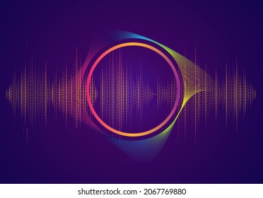 Vector wave lines flowing dynamic in blue green colors isolated on black background for concept of AI technology, digital, communication, science, music
