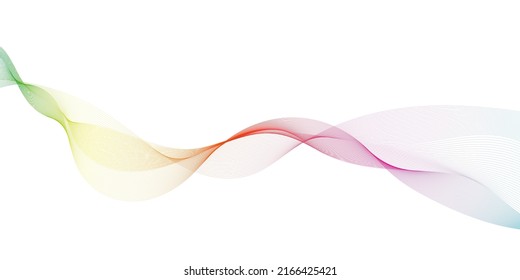 Vector wave lines flowing dynamic in colorful rainbow isolated on transparent background for concept of AI technology, digital, communication, science, music