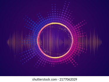 Vector wave lines flowing dynamic in blue green colors isolated on black background for concept of AI technology, digital, communication, science, music
