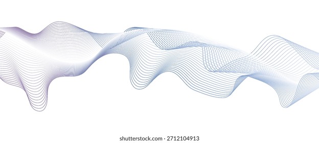 Vector wave lines flowing dynamic colorful blue pink isolated on white background for concept of AI technology, digital, communication, science, music