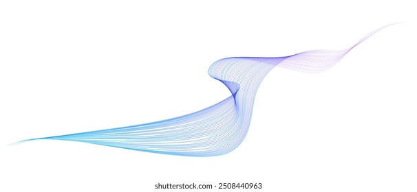 Vector wave lines smooth flowing dynamic blue purple pink gradient isolated on white background for concept of technology, digital, communication, science, music