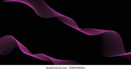 Vector wave lines smooth flowing dynamic blue purple pink gradient isolated on white background for concept of technology, digital, communication, science, music