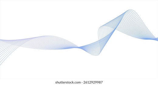 Vector wave lines smooth flowing dynamic blue purple pink gradient isolated on white background for concept of technology, digital, communication, science, music