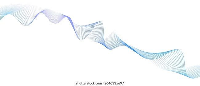 Linhas de onda vetorial suave fluindo gradiente rosa roxo azul dinâmico isolado no fundo branco para o conceito de tecnologia, digital, comunicação, ciência, música