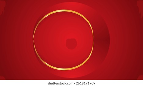 Vector Wave Red gradient luxury background with glitter light effect and gold line elements.