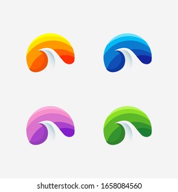 vector wave sea logo icon design template 