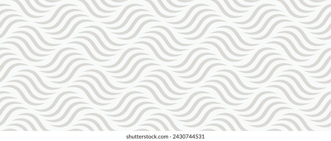 Vector wave seamless pattern. geometric wavy  Gray and white texture. simple geometric curve texture background.