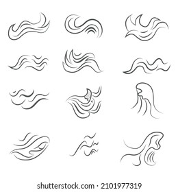 vector wave set on white background