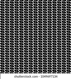 Vector wave shapes grid illustration of seamless black and white abstract pattern. Geometric leaves vector seamless pattern. Abstract vector texture. Leaf background.