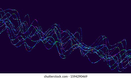 Vector wave of sound particles. Equalizer for music.