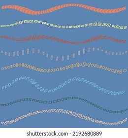 Vector wave stripes with abstract pattern. Background of stripes divided into fragments. For print and web.