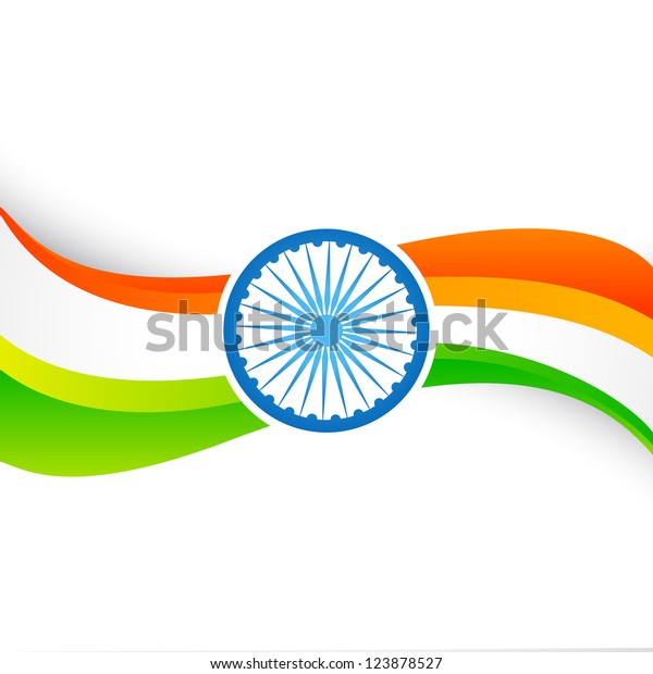 Vector Wave Style Indian Flag Design Stock Vector Royalty Free 123878527