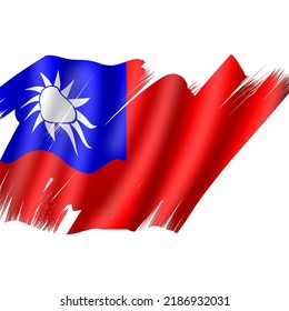 Taiwan-Flaggen im Vektorstil und im Wellenstil, die Wind und unregelmäßige Pinselflags ausgesetzt sind