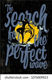 vector wave surf illustration print  